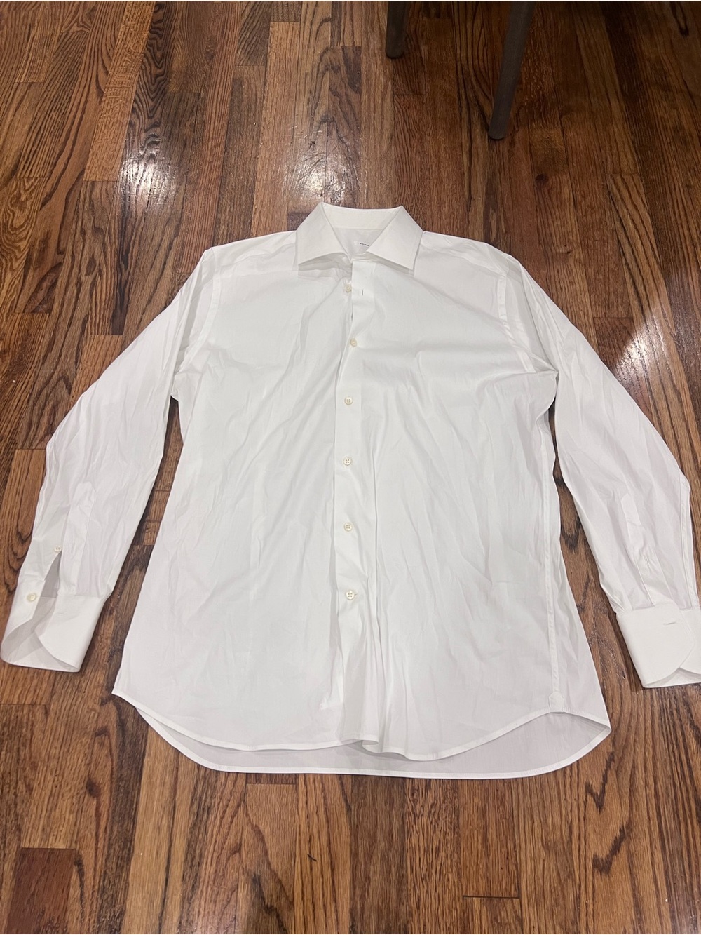 Caliban Men’s Dress Shirt Regular Fit Made in Italy Cotton White Size 17/43